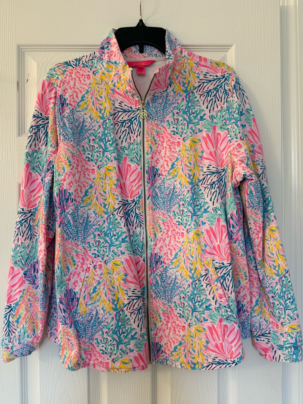 Lilly Pulitzer Pink Multi Seafoam Aqua Full-Zip Utility Jacket